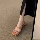 凉鞋 夏季 女41到43高跟鞋 大码 外穿拖鞋 低跟凉拖宽胖脚女鞋 2025新款