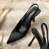 高跟鞋 法式 41一43女胖脚宽加肥凉鞋 大码 夏季 2024新款 尖头外穿女鞋