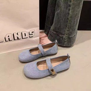 子前脚掌加宽平底豆豆单鞋 大码 玛丽珍鞋 女鞋 41到43宽胖脚春秋新款