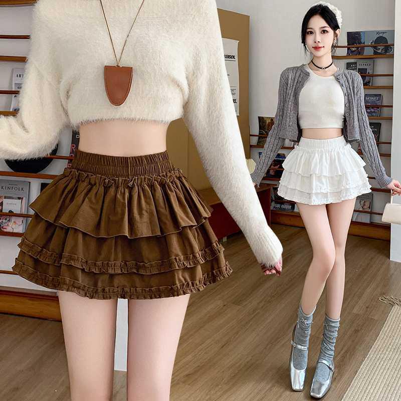 实拍 辣妹风蓬蓬蛋糕裙女秋冬款绝美高腰显瘦字半身短裙