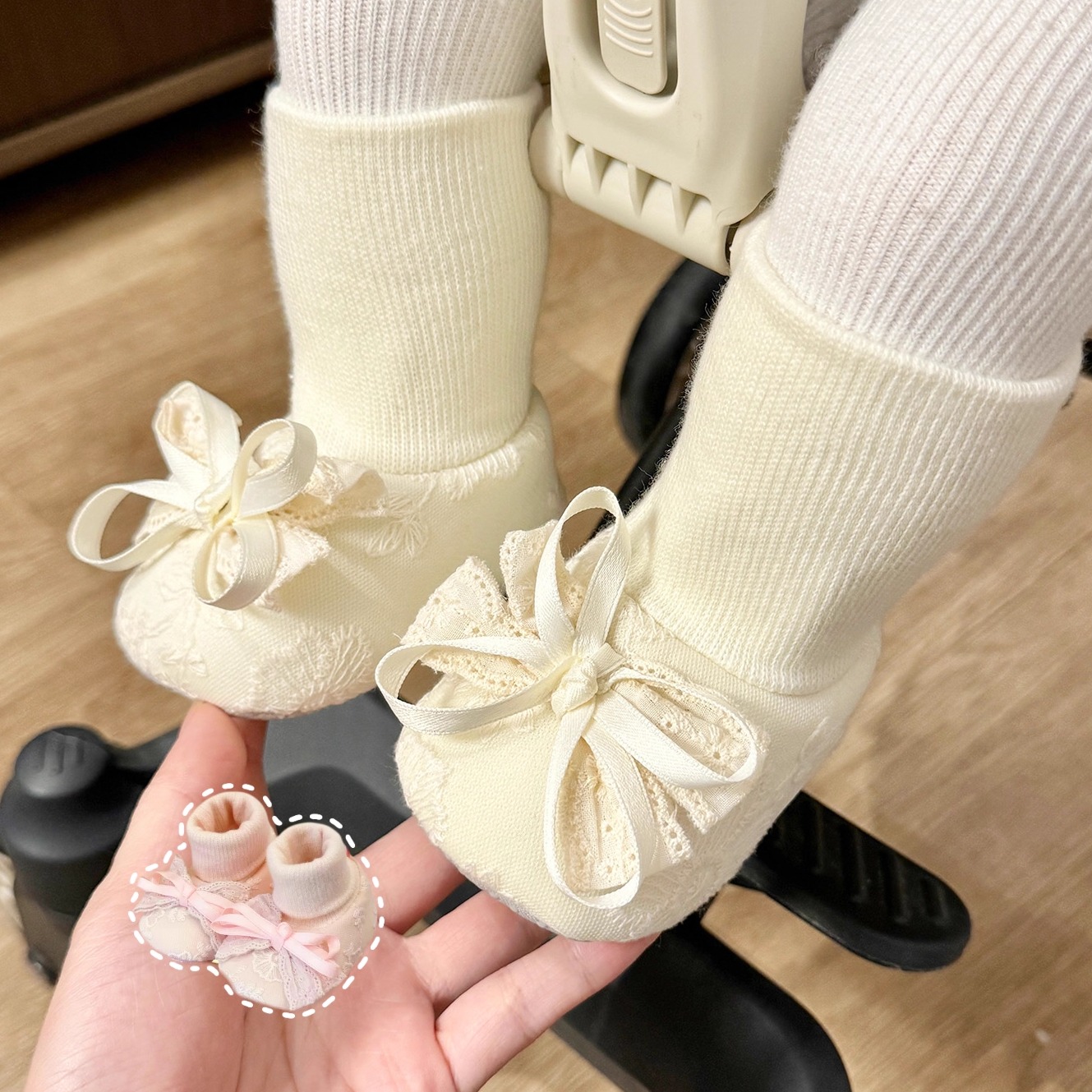 冬季新生儿女宝宝保暖公主棉鞋袜