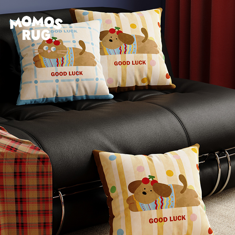 卡通猫狗沙发抱枕简约腰枕垫可爱氛围办公室百搭家用车载午睡枕套