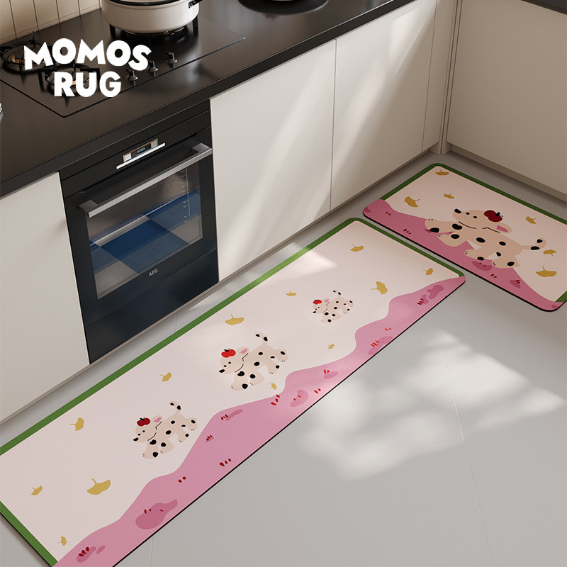 momosrug出游小狗厨房地垫家用耐脏矽藻泥吸水吸油防滑脚垫子地毯