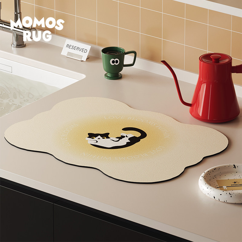 momosrug慵懒小猫厨房台面沥水垫吸水速干碗盘垫家用控水茶杯杯垫,居家布艺,家用脚垫,淘宝优惠券,粉丝福利购,淘宝优惠卷