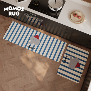 兜圈小狗厨房地垫家用耐脏简约多巴胺吸水吸油防滑耐脏脚垫门垫子