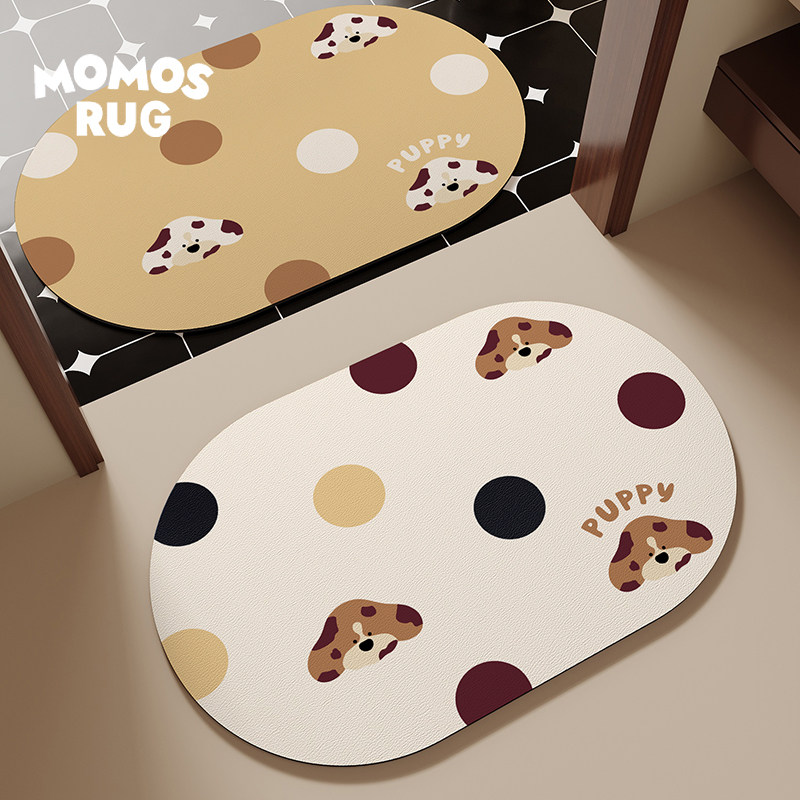 momosrug点点狗狗浴室吸水地垫卡通软硅藻泥厕所卫生间门口脚垫子
