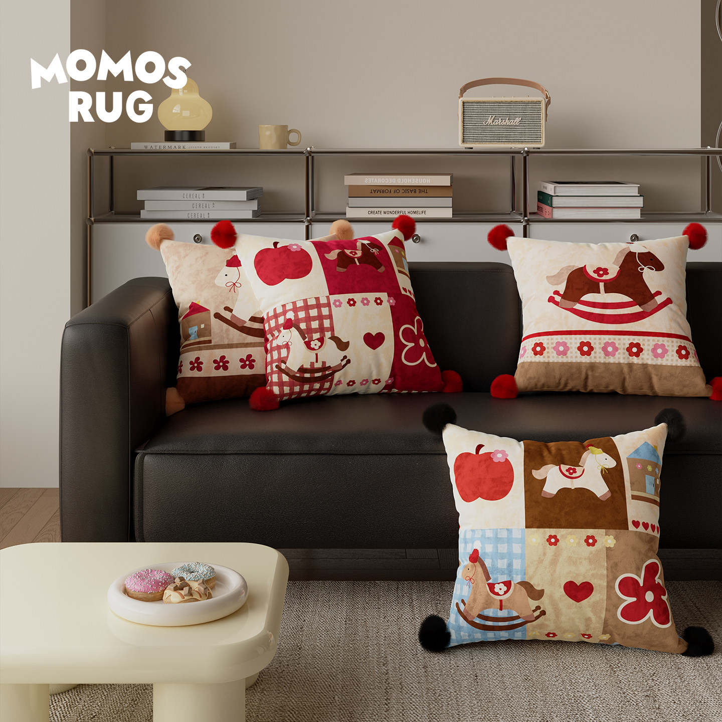 歌剧木马客厅沙发抱枕新年红色喜庆马年靠背垫百搭车载午睡垫靠枕,居家布艺,靠垫/抱枕,淘宝优惠券,粉丝福利购,淘宝优惠卷