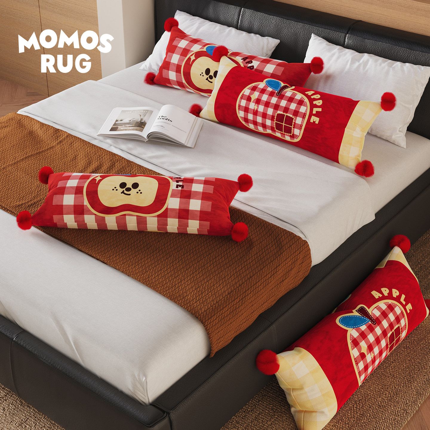 星果归格沙发抱枕长款靠背垫办公室简约卡通百搭车载午睡垫靠枕