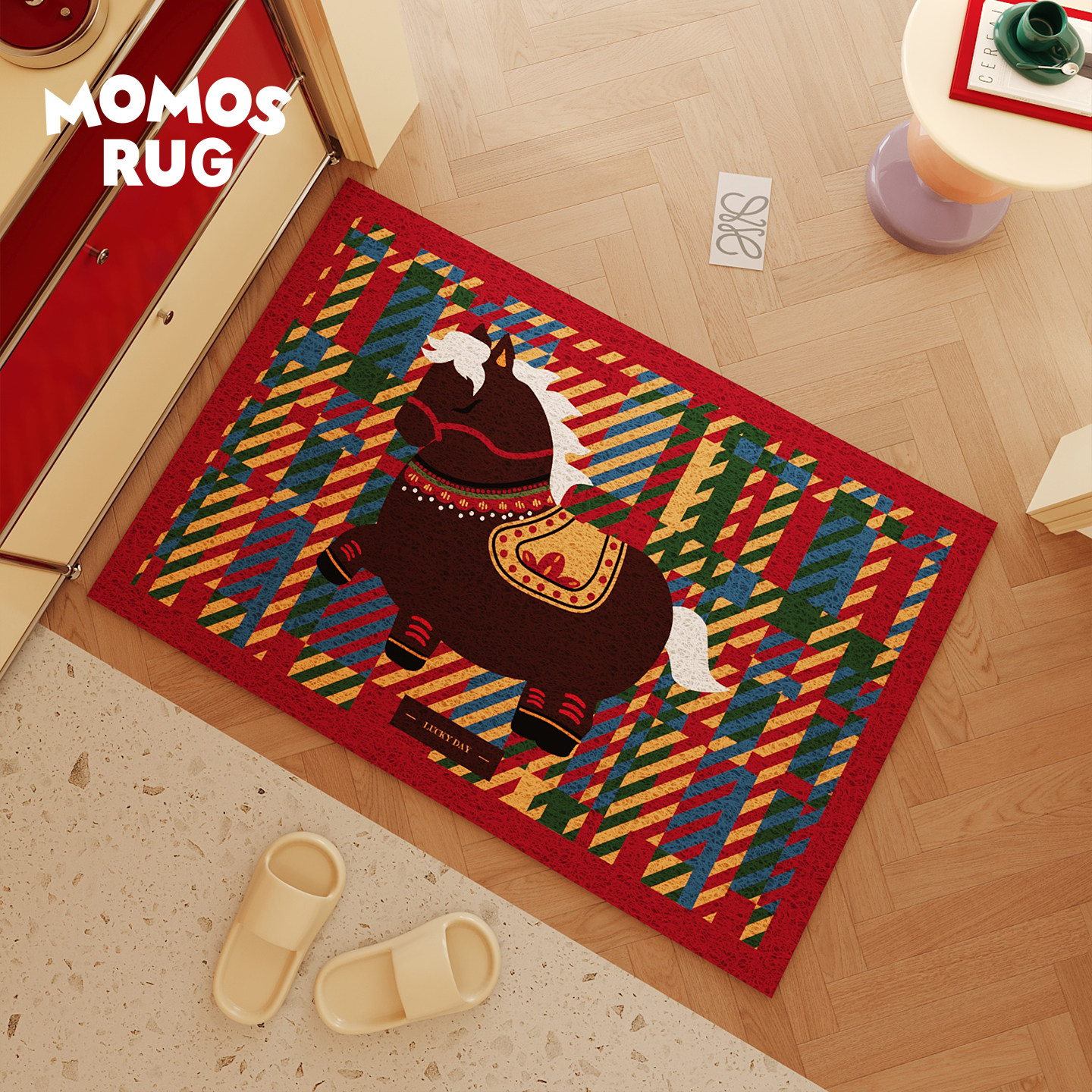 织锦木马丝圈新年红色入户门地垫耐磨防滑进门脚垫可定制氛围感,居家布艺,入户地垫,淘宝优惠券,粉丝福利购,淘宝优惠卷