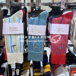 土星竖条纹中长筒袜春秋款 westwood 日本购vivienne 现货