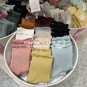 现货 日本购Tabio靴下屋2025春夏新款 纯色竖条纹花边棉短袜子女