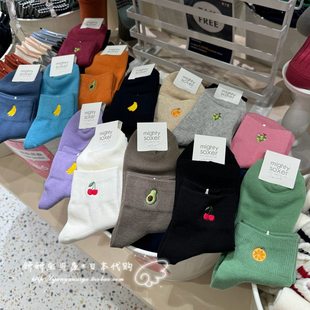 现货 日本购 Tabio靴下屋可爱刺绣水果日常百搭款ins潮女士短袜