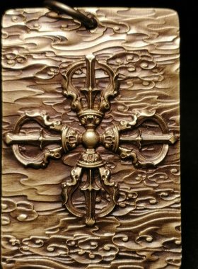 思沛铜浮雕金刚杵祝福个性刻字黄铜吊坠男女复古吊牌杵钥匙扣饰品