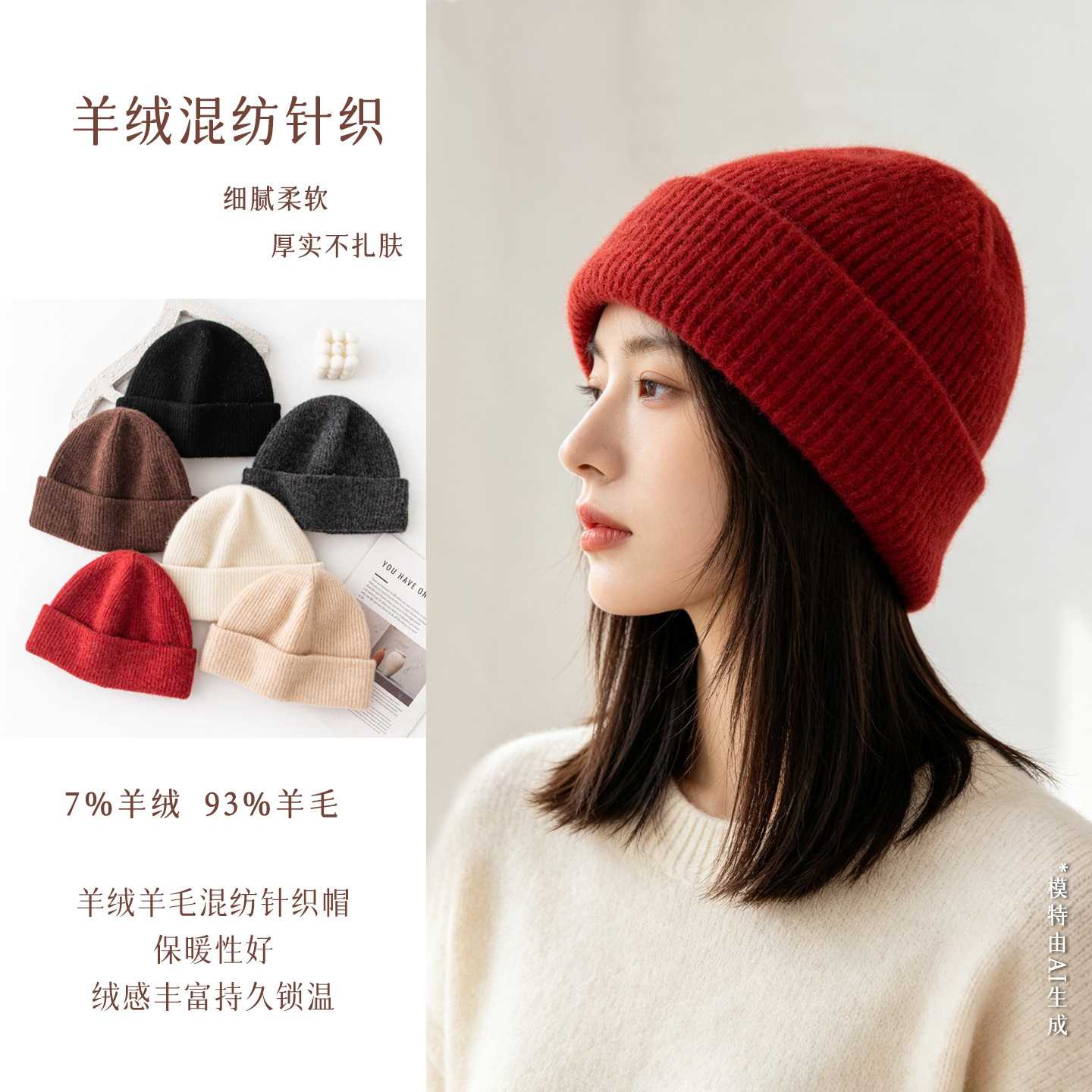 93羊毛加厚保暖针织帽男女通用