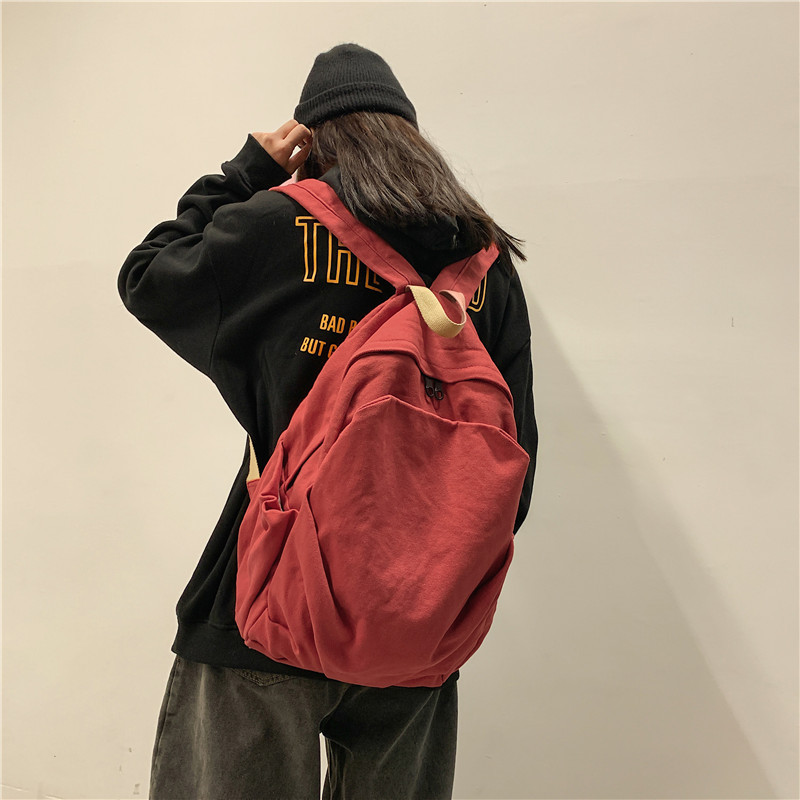 2026新款时尚纯色双肩包女学生
