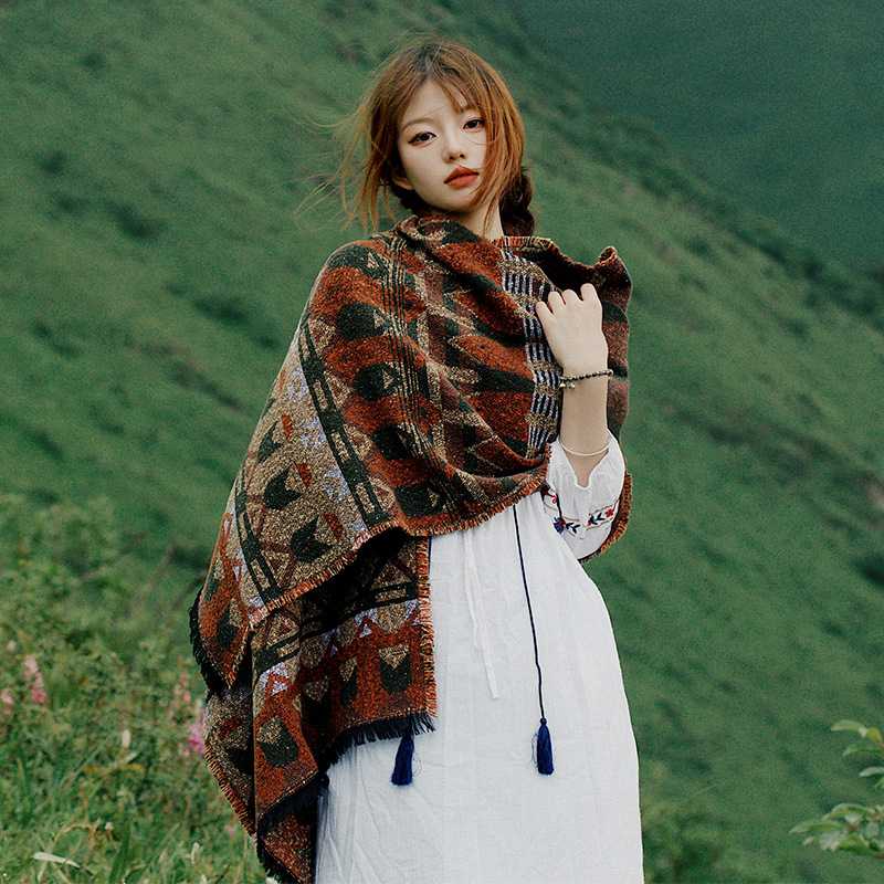 民族风披肩女新疆西藏旅游斗篷30