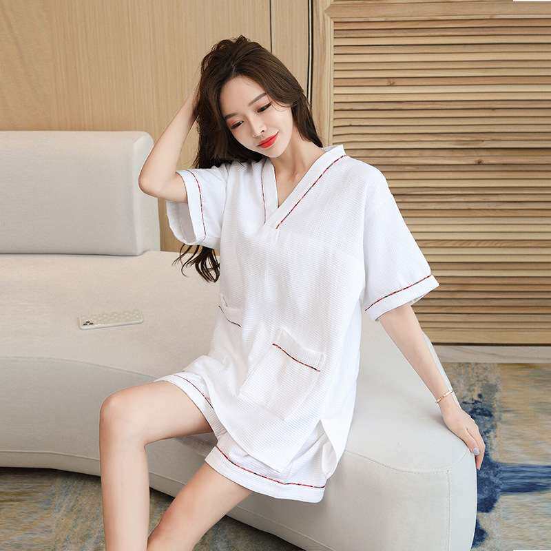 棉质华夫格汗蒸服女款+加肥大码