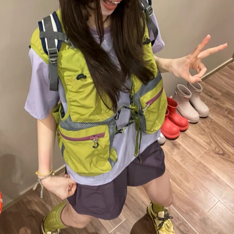 户外山系撞色马甲男女拼接机能轻