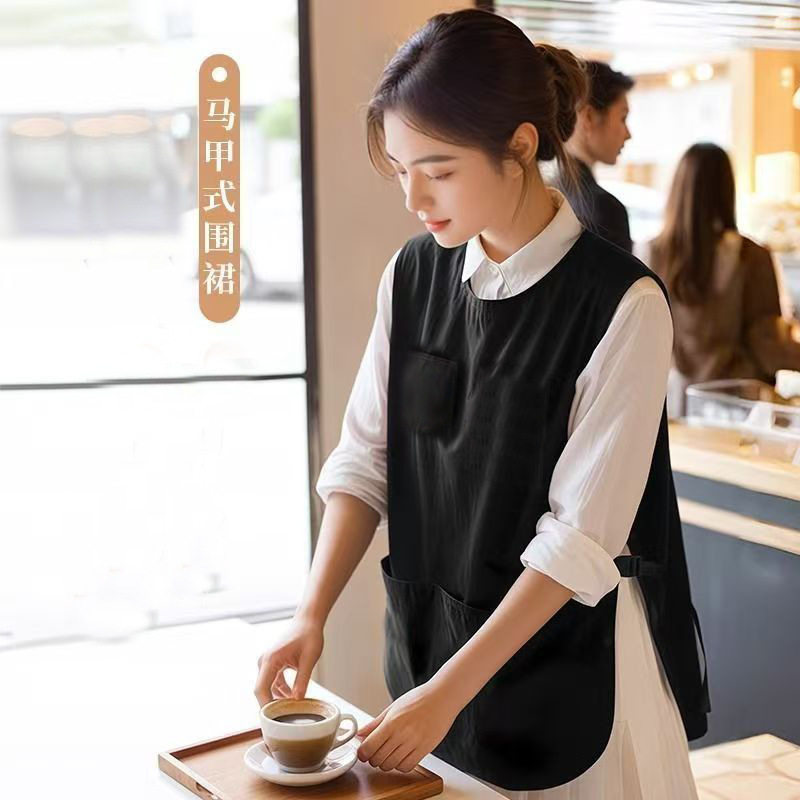 厂家工装马甲防泼水坎肩式围裙厨房餐厅饭店围裙男女款工作服