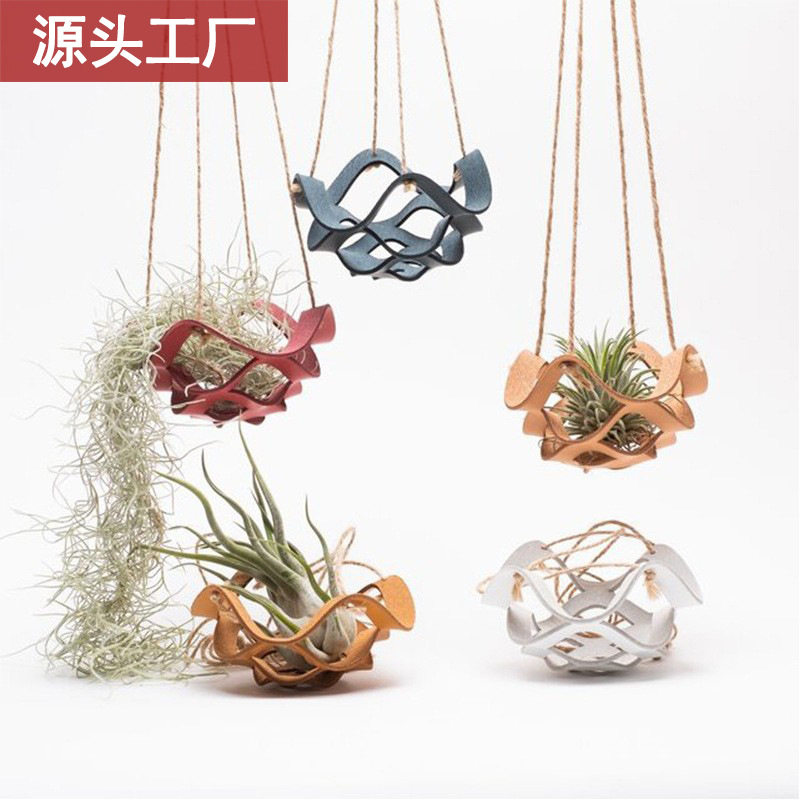 悬挂式多层皮革盆栽吊篮｜室内图片