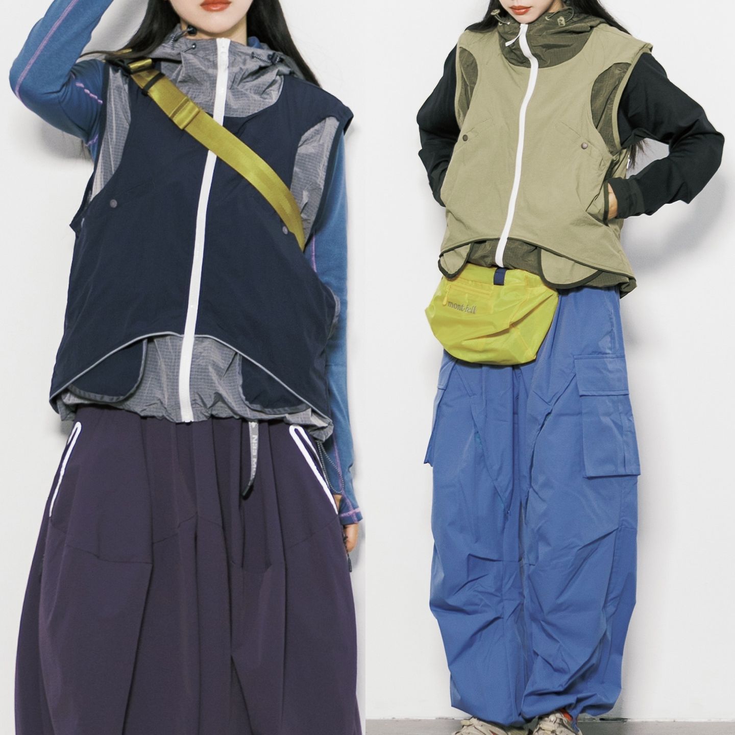 户外机能风撞色拼接连帽马甲男女