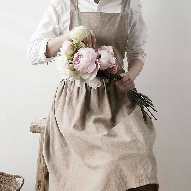 文艺纯棉学院风围裙女种花美术30