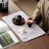 木槿紫凤苓茶席高档女士茶桌垫复古布艺花卉干泡垫茶壶垫长款 桌旗
