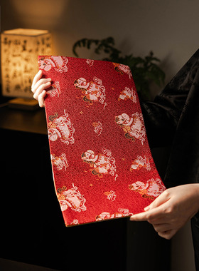 中式国风红色茶席茶道茶桌家用防滑禅意双面茶席垫功夫茶具零配件