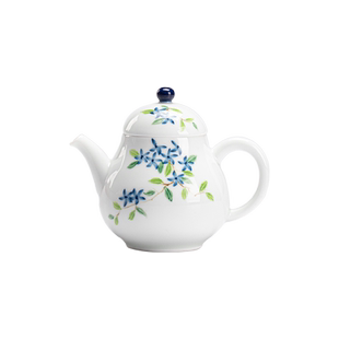 玉泥手绘小蓝花梨型壶陶瓷茶壶文人泡茶器手执壶泡茶壶带盖子过滤