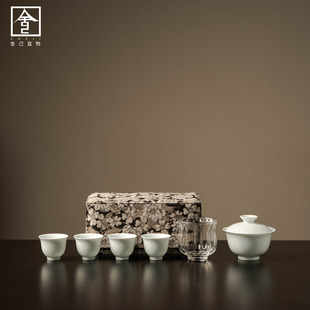 新中式创意收纳布包茶具套装家用高档陶瓷泡茶碗户外便携旅行茶具