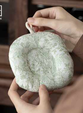 布艺壶承杯垫小清新碎花加厚防烫绒棉便携带挂钩主人杯垫茶壶垫子