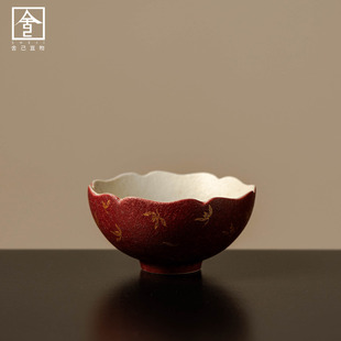 朱砂红手工主人杯家用陶瓷主人杯女士喝茶杯个人品茗杯茶具不烫手