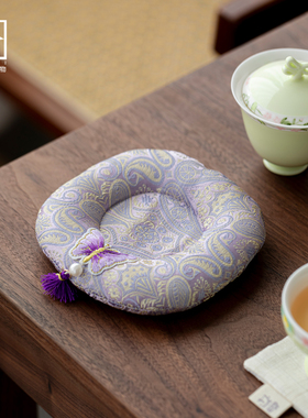 布艺壶承木槿紫甜甜圈精致茶杯垫子办公室杯垫布艺茶壶垫盖碗底垫