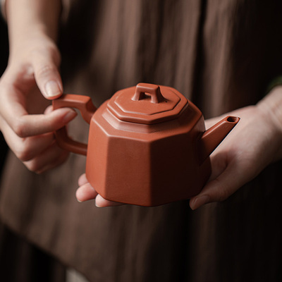 紫砂八方宫灯壶茶具大容量全手工朱泥泡茶壶茶具功夫茶具茶道