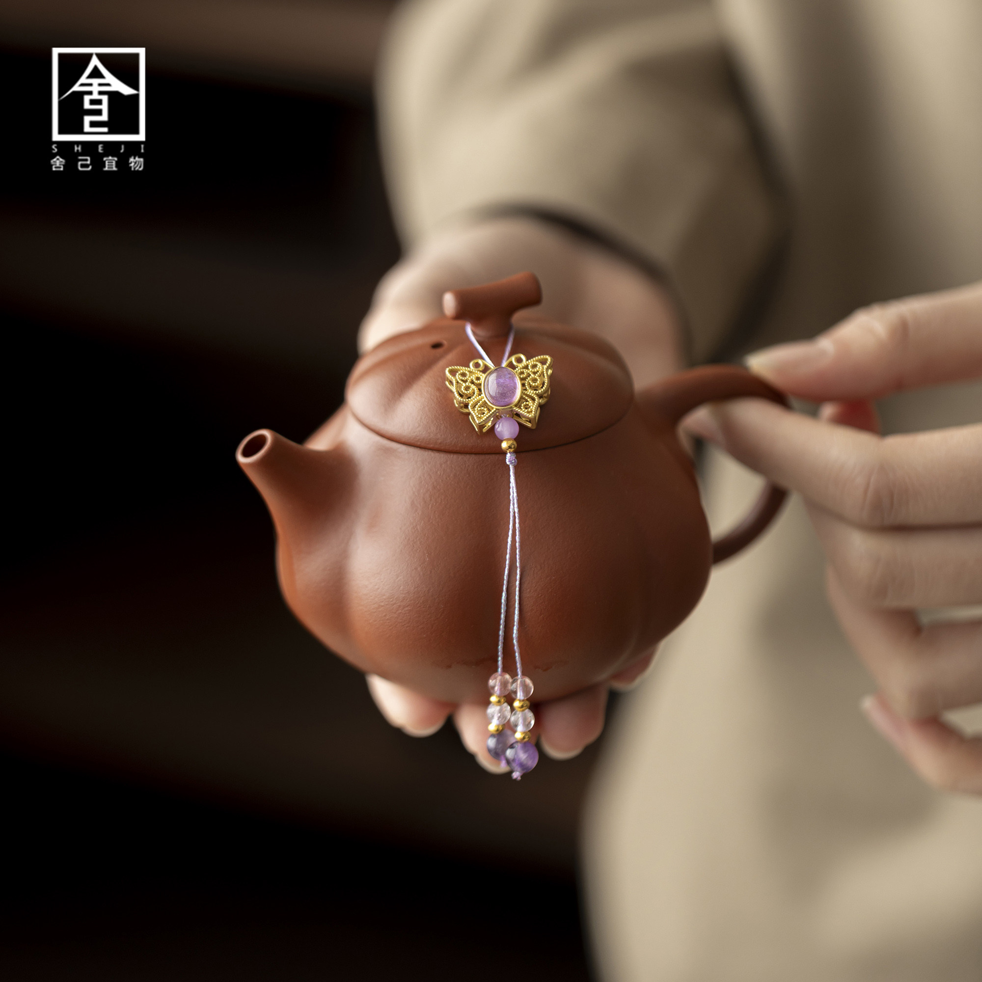 南瓜壶提溜款朱泥紫砂壶家用喝茶壶朱泥大红袍茶壶纯手工壶单壶