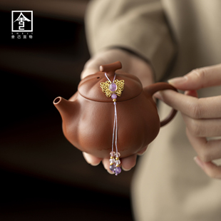 南瓜壶提溜款朱泥紫砂壶家用喝茶壶朱泥大红袍茶壶纯手工壶单壶