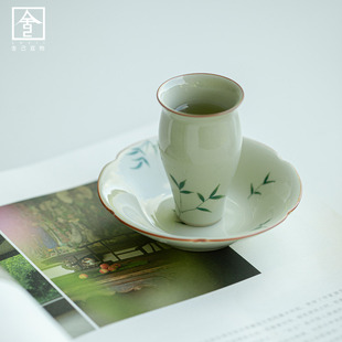 青竹高足沧澜茶杯家用陶瓷闻香杯主人杯品茗杯单杯茶具个人杯