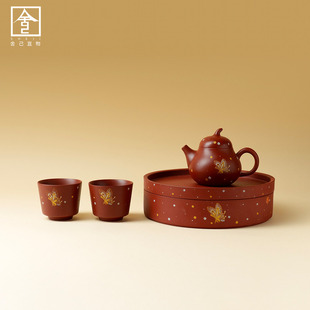 高档紫砂壶家用蝶舞翩翩手工茄瓜壶泡茶壶品茗紫砂杯功夫茶具