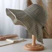 条纹遮脸显瘦时尚 韩版 太阳帽户外出游 新款 大帽檐防晒遮阳帽女夏季