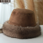 双面可戴麂皮绒蒙古帽女冬季 护耳加厚毛绒保暖蒙古帽百搭时尚 盆帽