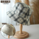 文艺缝遮阳防晒盆帽日系时尚 双面戴韩版 格纹渔夫帽女春夏季 显脸小