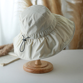 盆帽 韩版 大檐遮阳帽女夏季 气质褶皱百搭防晒遮脸太阳帽简约新款