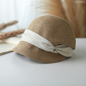 鸭舌帽小头围韩版 小沿草帽女夏季 显瘦百搭时尚 褶皱透气休闲凉帽女