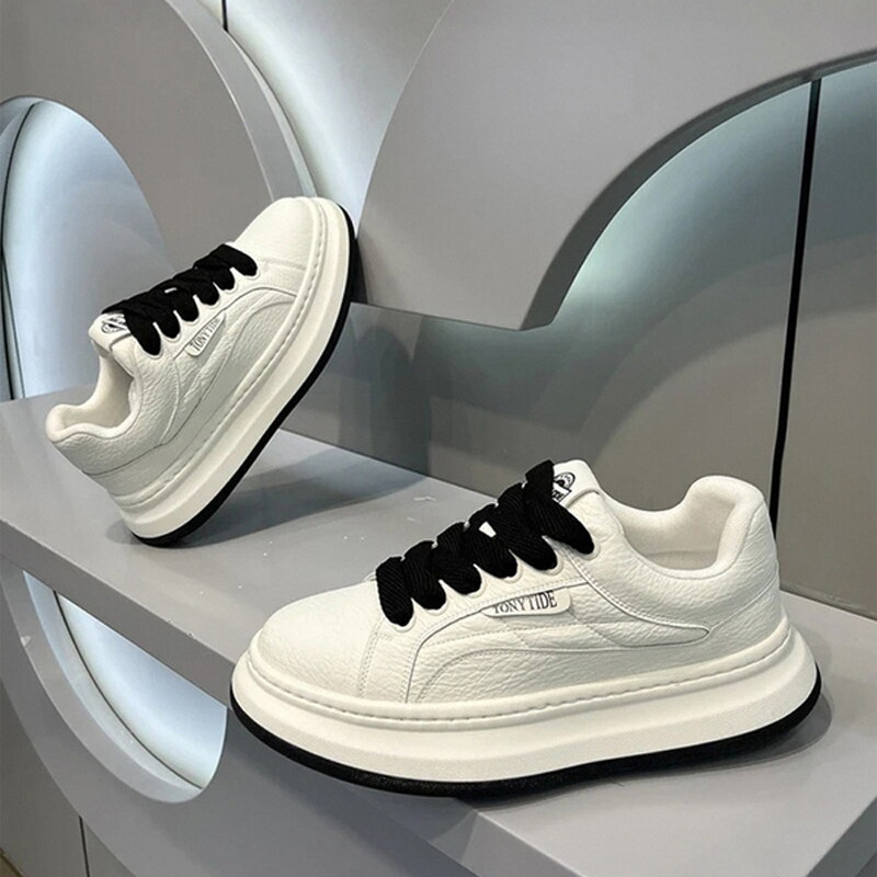 潮牌欧洲站男鞋2025年秋冬新款高级感贝壳头真皮运动休闲小白板鞋