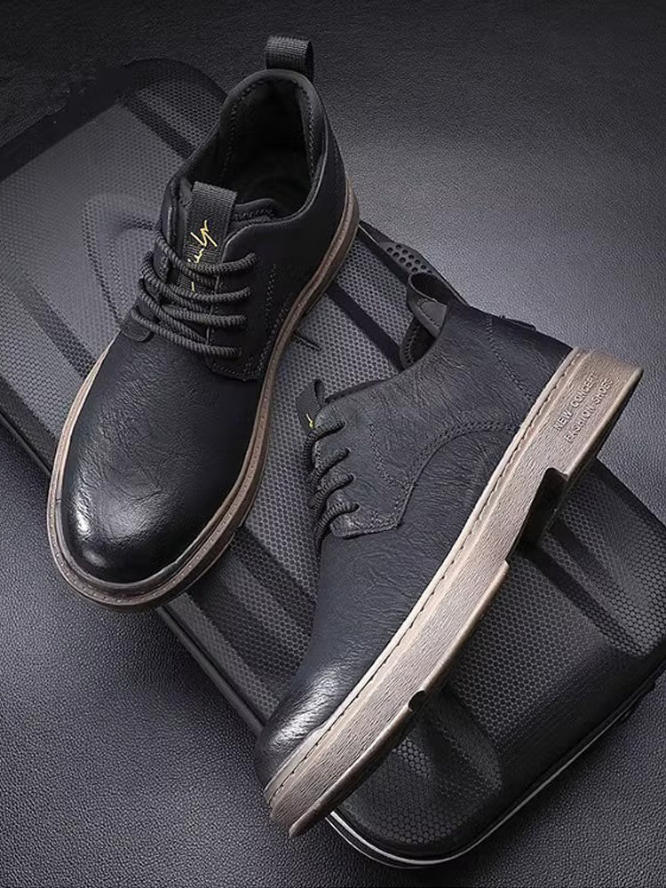 商务英伦风格马丁男靴覆古低帮美式真皮男鞋