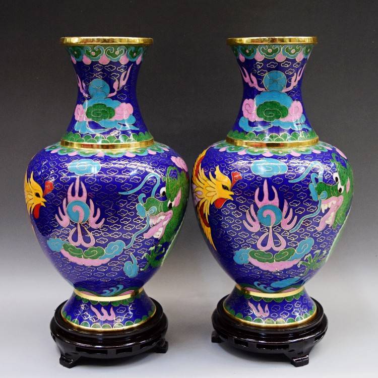 景泰蓝花瓶掐丝珐琅10寸龙凤瓶家居摆件特色工艺品结婚礼物包邮.
