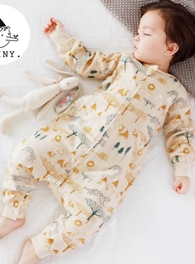 Griny【轻羽】婴儿睡袋春秋薄款宝宝竹棉纱布四季通用秋冬防踢被