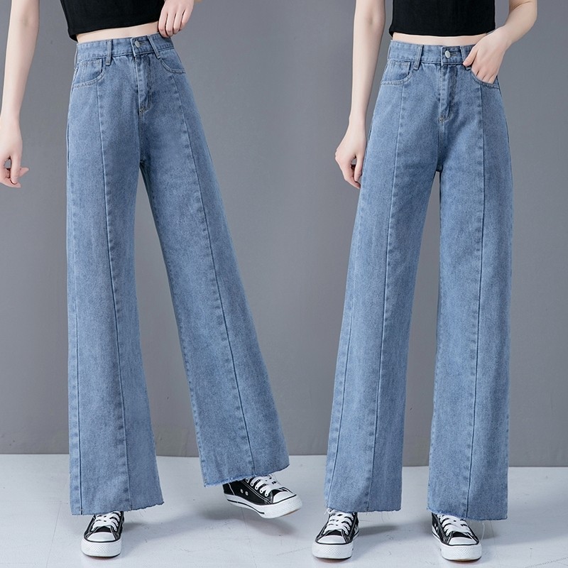 以纯官方旗舰店官网牛仔阔腿长裤女2020年新款高腰显瘦天丝春夏装