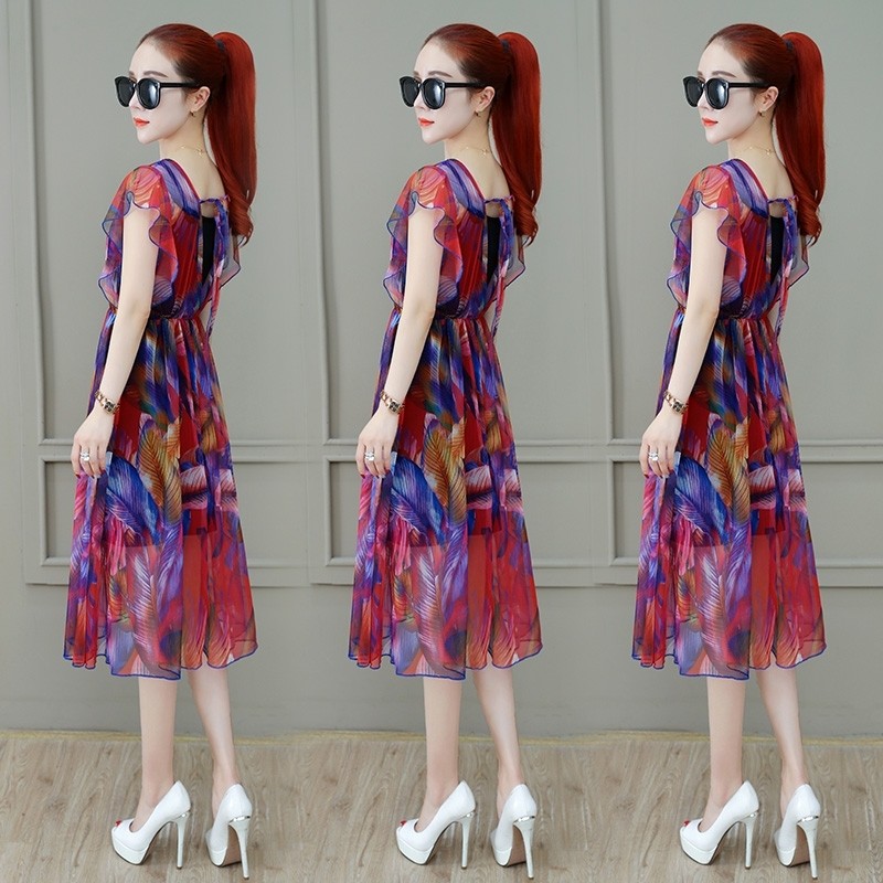 爱依服女装雪纺两件套装裙子女装2020年新款夏装网红时尚洋气帕菲