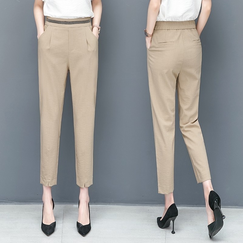 以纯官方旗舰店官网夏季宽松女裤九分裤黑色裤子休闲裤直筒西裤薄